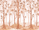 Sepia Tone Nursery Woodland Forest Wallpaper. Watercolor Birch Tree Forest Wall Mural.