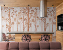 Sepia Tone Nursery Woodland Forest Wallpaper. Watercolor Birch Tree Forest Wall Mural.