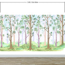 Colorful Nursery Woodland Forest Wallpaper. Watercolor Birch Tree Forest Wall Mural.