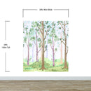 Colorful Nursery Woodland Forest Wallpaper. Watercolor Birch Tree Forest Wall Mural.