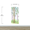 Colorful Nursery Woodland Forest Wallpaper. Watercolor Birch Tree Forest Wall Mural.