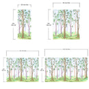 Colorful Nursery Woodland Forest Wallpaper. Watercolor Birch Tree Forest Wall Mural.