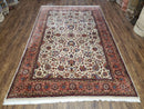 6x9 Top Quality Handmade Wool Area Rug Floral Allover Carpet Veg Dyes Beige