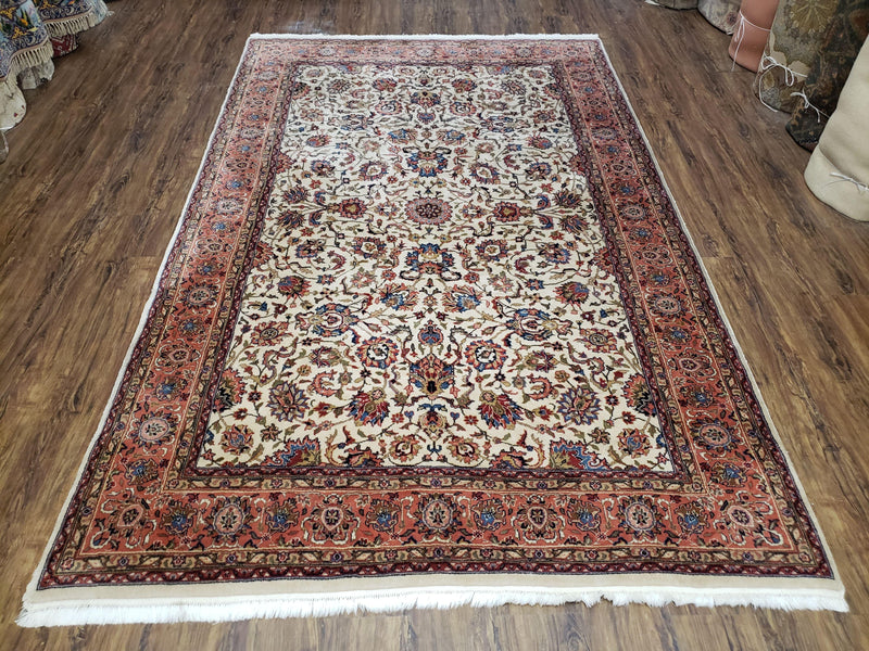 6x9 Top Quality Handmade Wool Area Rug Floral Allover Carpet Veg Dyes Beige