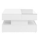 Lift Top Coffee Table With 2 Drawers, Hidden Space And LED Lights For Living Room