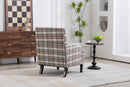 Upholstered Accent Chair with Brown Linen Fabric and Nailhead Trim by HouseOfZazla
