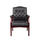 Leather Reception Guest Chairs With Padded Seat And Arms Ergonomic Mid-Back Office Executive Side Chair For Meeting Waiting Room Conference Office Guest Chairs - Black by HouseOfZazla