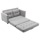 59.4" Loveseat Sofa with Pull-Out Bed Modern Upholstered Couch with Side Pocket for Living Room Office, Grey