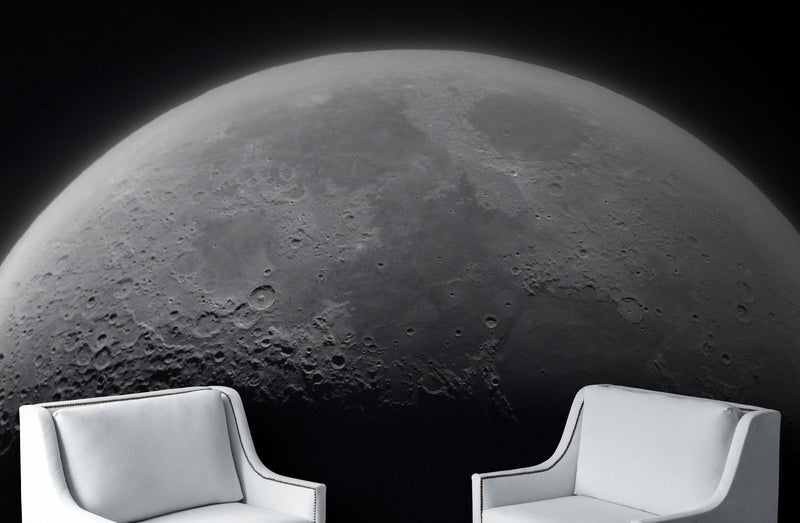 Moon Wallpaper. Black and White Wall Decor.