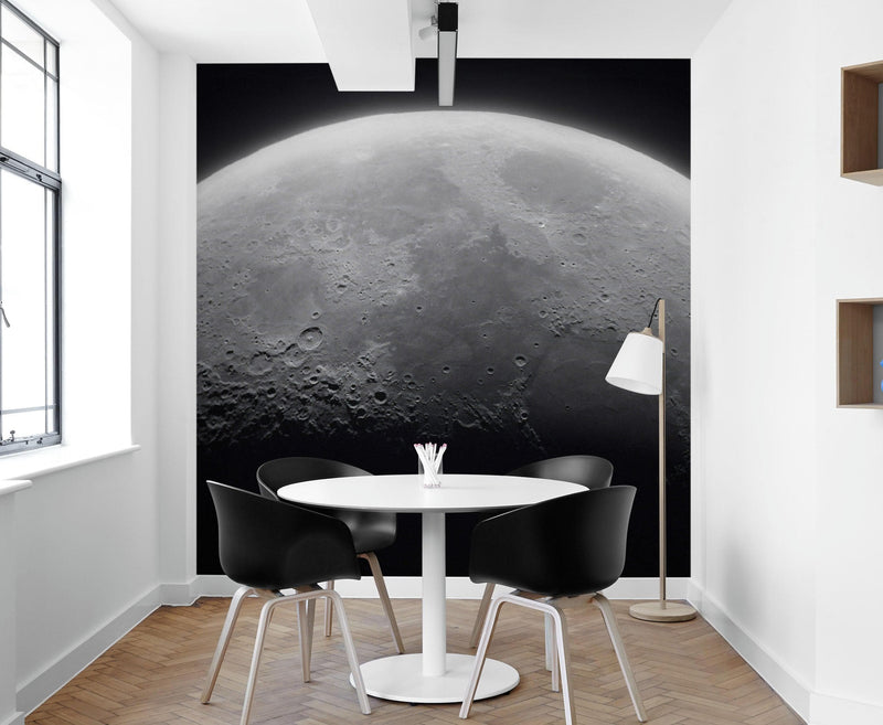 Moon Wallpaper. Black and White Wall Decor.