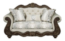 Pierce Loveseat With 3 Pillows - Beige / Cherry