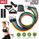 11Pcs Resistance Bands Set Fitness Workout Tubes Exercise Tube Bands Up to 100lbs w/ Door Anchor Handles Ankle Straps for Physical Training Yoga Pilat