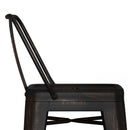 Curved Back Metal Stools Industrial Style Set of 2