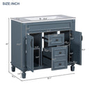 36" Bathroom Vanity with Top Sink, Royal Blue Mirror Cabinet, Modern Bathroom Storage Cabinet with 2 Soft Closing Doors and 2 Drawers, Single Sink Bathroom Vanity