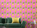 Pineapple Wallpaper. Pink, Purple, or Black Color Peel and Stick Wall Mural.