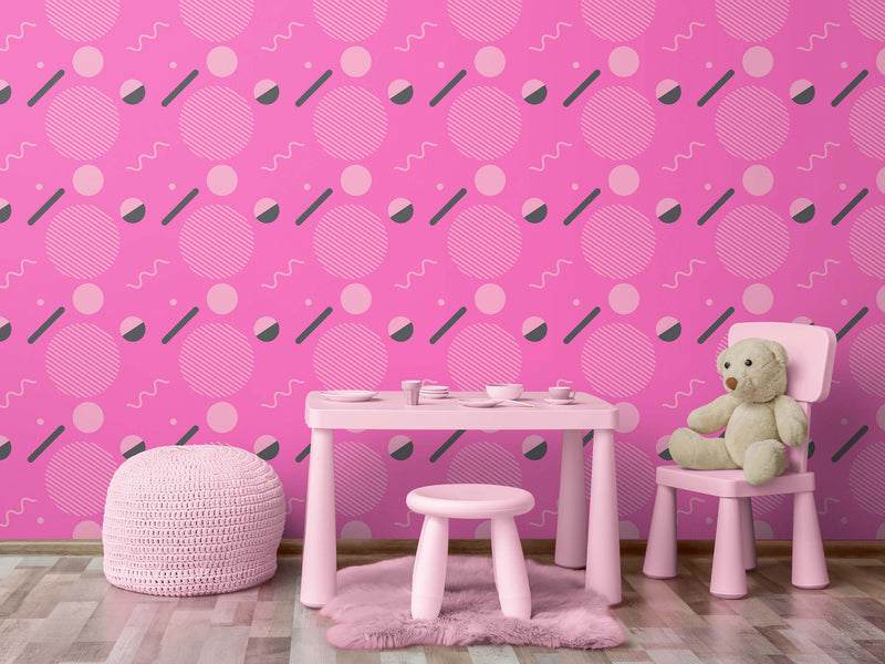 80's Wallpaper Neon Pink. 90’s Vintage Pink Memphis Wallpaper. I Love 80s.