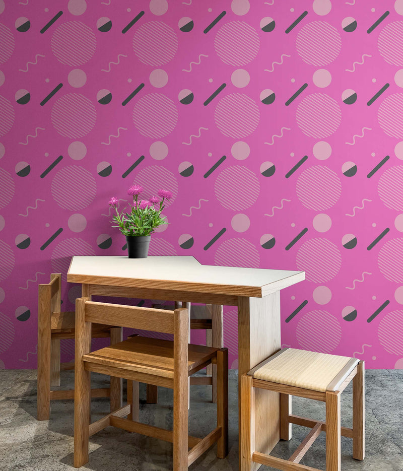 80's Wallpaper Neon Pink. 90’s Vintage Pink Memphis Wallpaper. I Love 80s.