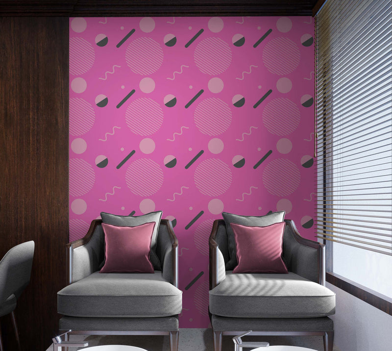 80's Wallpaper Neon Pink. 90’s Vintage Pink Memphis Wallpaper. I Love 80s.