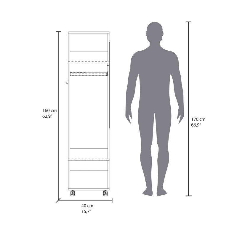 Walker Edison | Minimalist Tall Wardrobe Armoire Storage Cabinet with Mirrorlook