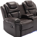 Home Theater Seating Manual Recliner Loveseat With Hide-Away Storage, Cup Holders And Led Light Strip For Living Room by HouseOfZazla