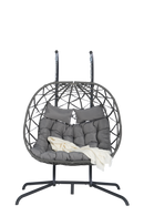 2 Person Outdoor Rattan Hanging Chair Patio Wicker Egg Chair