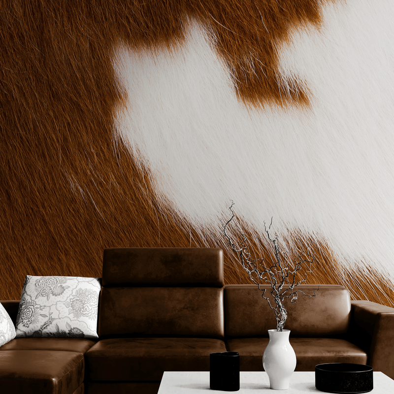 Country-Style Cowhide Wallpaper for Rustic Home Decor.