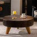 Round Retro Coffee With Solid Wood Legs by Unique Piece Furniture
