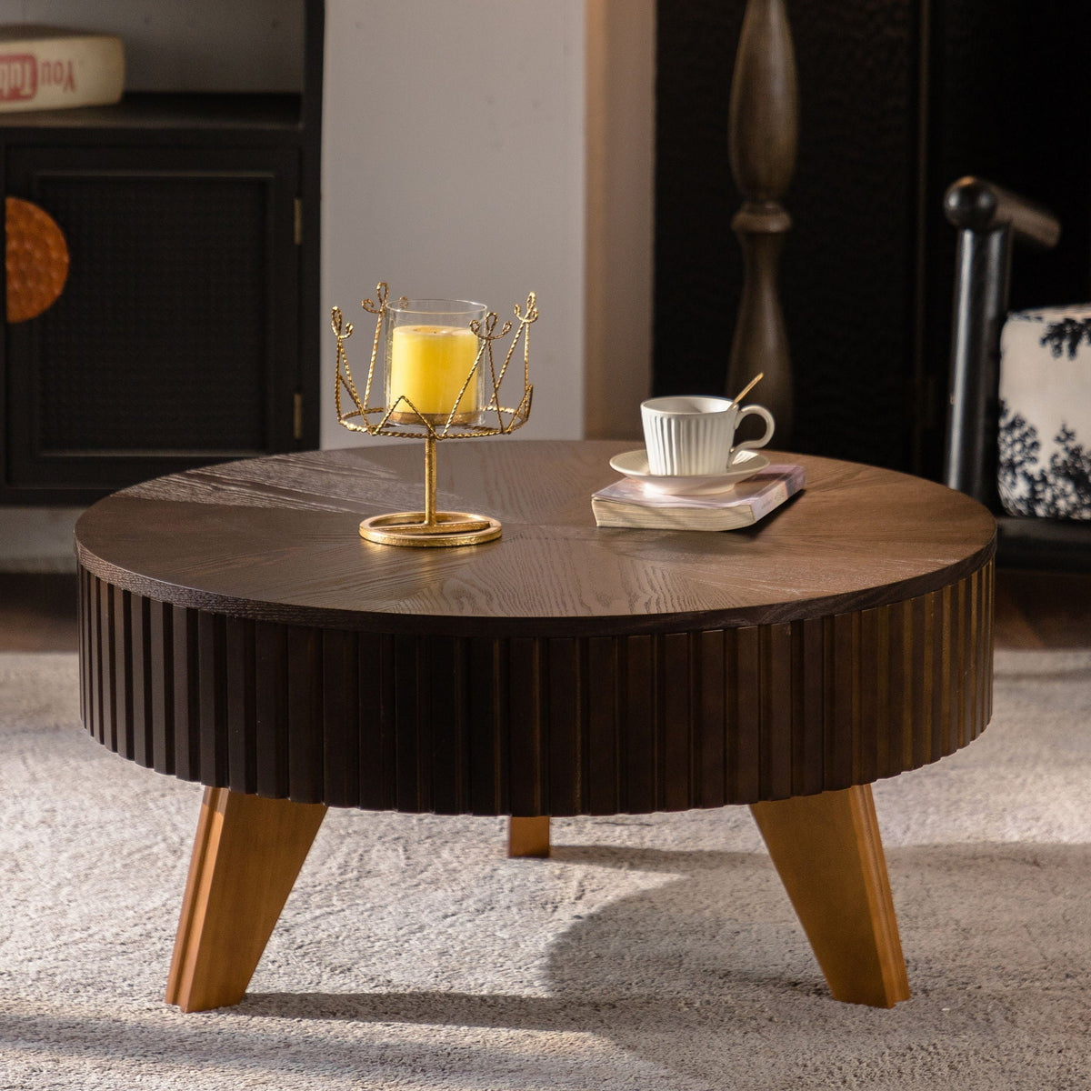 Round Retro Coffee With Solid Wood Legs, photo 14 of 24