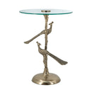 Gold Peacock Side Table with Round Glass Top by HouseOfZazla