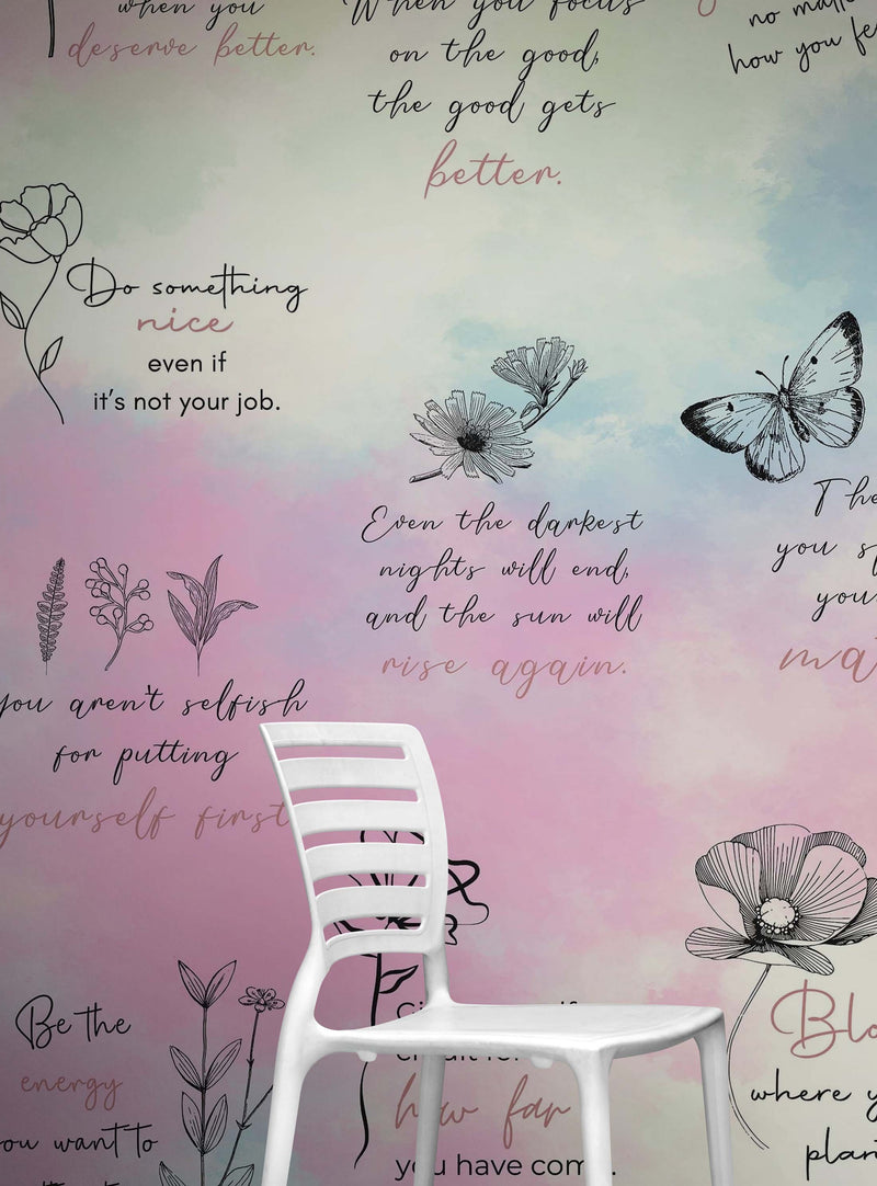 Affirmation Quote Wallpaper. Self Care Meditation Quote Bedroom Decor.