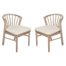Outdoor Dining Chairs Set of 2 with Acacia Wood and Cream Washable Cushions by HouseOfZazla