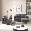 ADF Living Room Furniture Modern Leisure L Shape Couch Dark Grey Fabric