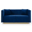 Contemporary Vertical Channel Tufted Sofa Loveseat Modern Upholstered Couch For Living Room With 2 Pillows by HouseOfZazla