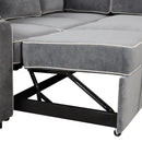 83" L-Shaped Pull Out Sofa Bed Modern Convertible Sleeper Sofa with 2 USB ports, 2 Power Sockets and 3 Pillows for Living Room, Bedroom, Office, Gray