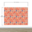 Fern Botanical Wallpaper. Colorful Orange Wall Mural.