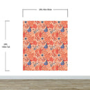 Fern Botanical Wallpaper. Colorful Orange Wall Mural.