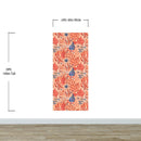 Fern Botanical Wallpaper. Colorful Orange Wall Mural.