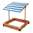 Kids Sandbox With Cover, Sand Box With Adjustable Canopy, Large Outdoor Cedar Sandpit For Backyard Play - Reddish Brown by HouseOfZazla