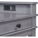 TREXM 4-Piece Dining Table Set for 3, Retro Kitchen Table and Chairs Set with 3 Storage Drawers, Ideal for Small Spaces (Gray)