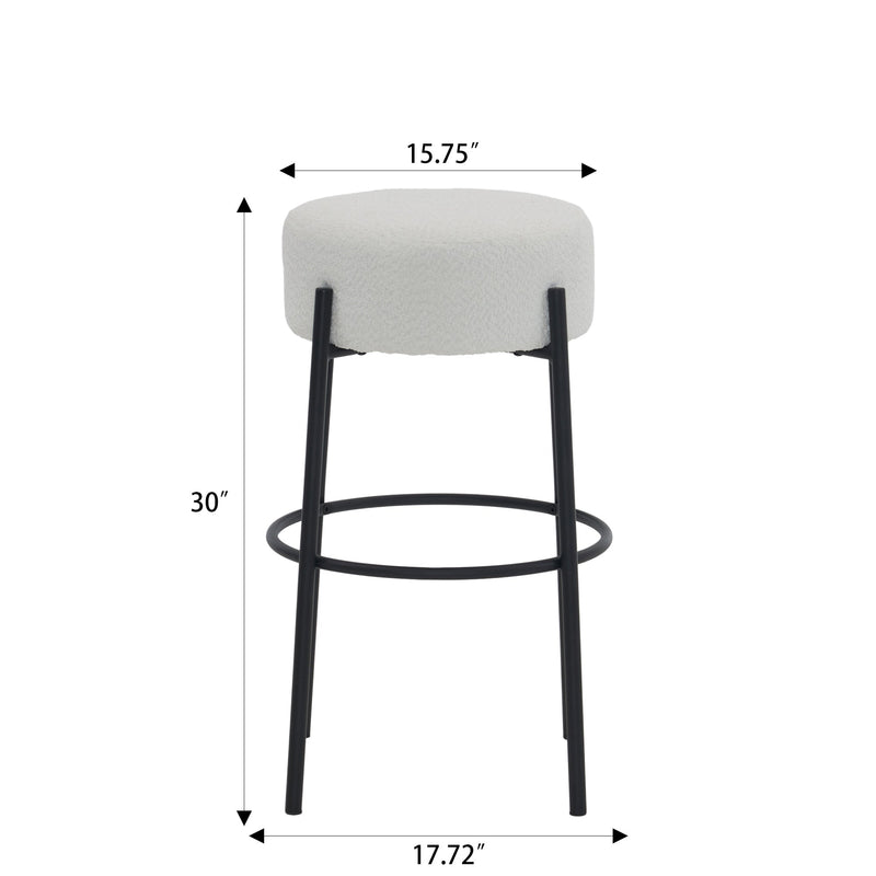 30" Tall, Round High Bar Stools, Set of 2 - Contemporary upholstered dining stools for kitchens, coffee shops and bar stores - Includes sturdy hardware support legs