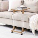 Glass Top C Shape Square Table With Metal Base For Living Room by Unique Piece Furniture