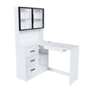 L-Shaped Computer Desk with Glass Cabinets, Built-In LED Lights, and USB Charging Ports by HouseOfZazla