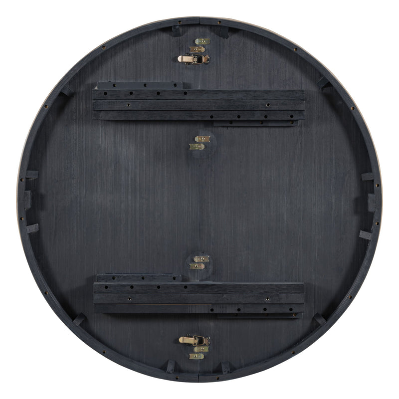 5-Piece Retro Functional Dining Set with Extendable Round Table with Removable Middle Leaf and 4 Upholstered Chairs for Dining Room and Living Room (Natural Wood Wash)