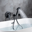 3 Hole Wall Mount Widespread Bathroom Waterfall Bathtub Faucet Mixer Taps with Hand Shower