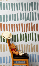 Minimalist Boho Wallpaper Peel and Stick Mural. Pastel Color Brush Strokes Stripes Pattern Design.