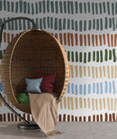 Minimalist Boho Wallpaper Peel and Stick Mural. Pastel Color Brush Strokes Stripes Pattern Design.