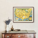 Vintage Map of United States 1944