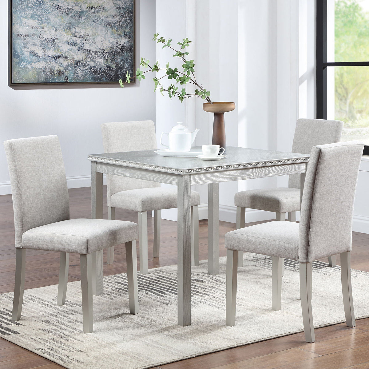 Dining Table Set With Crystal Decoration And Upholstered Chairs, photo 13 of 24