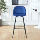Bar Stool (Set of 2) Modern Counter Bar Height Chair With Back, Sturdy Metal Legs & Footrests, Island Stool For Kitchen Bar - Blue by HouseOfZazla