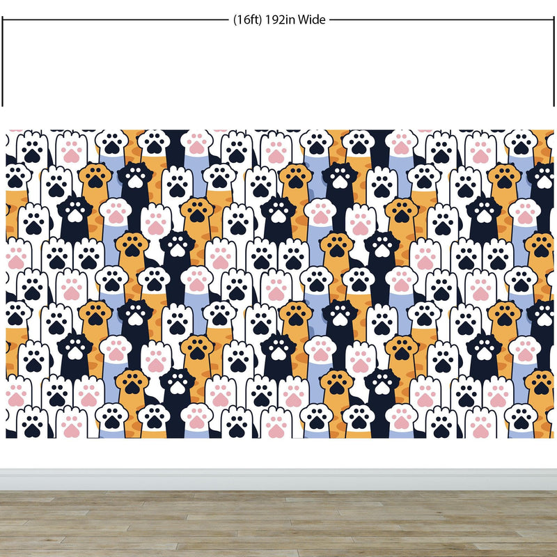 Cat Paws Pattern Wallpaper - Adorable Decor for Kid's and Nursery Rooms